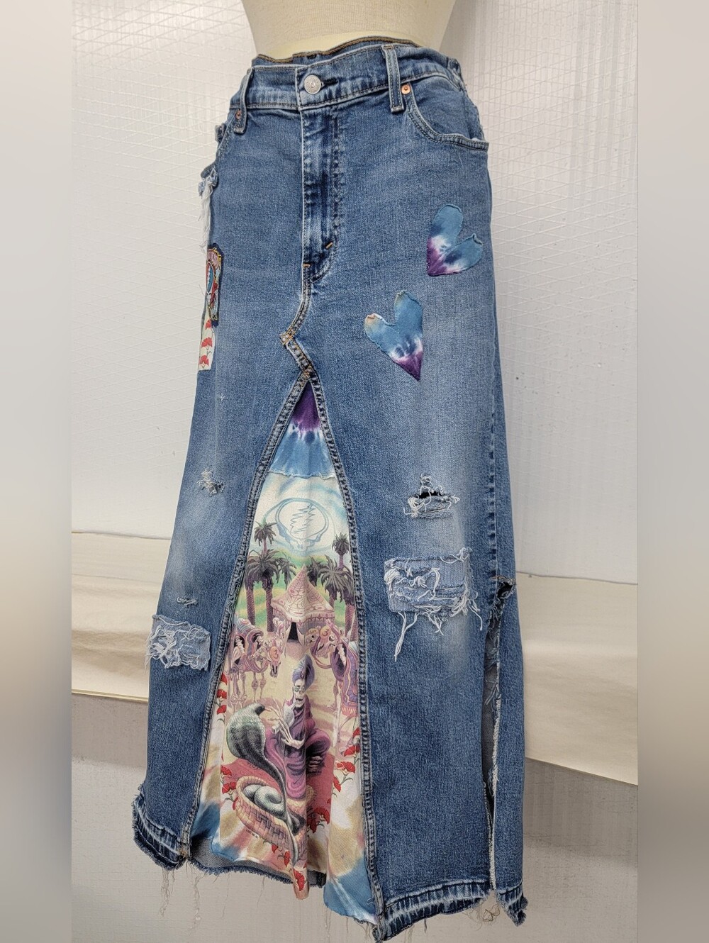 Upcycled Levi's Grateful Dead Maxi Jean Skirt - Picture 10 of 11